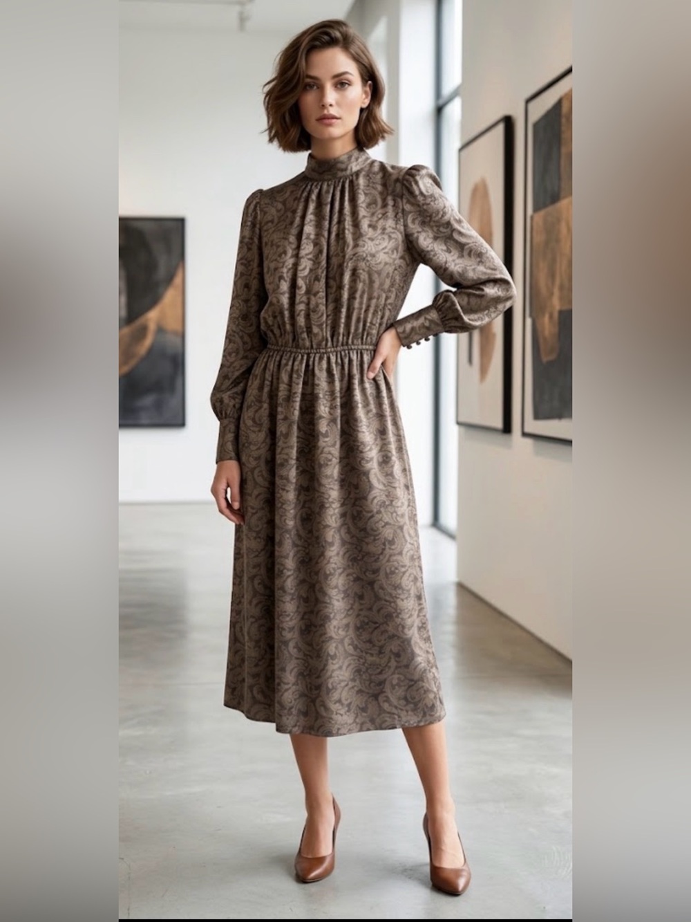 Levante Paisley Silk Midi Dress Size 6 Like New